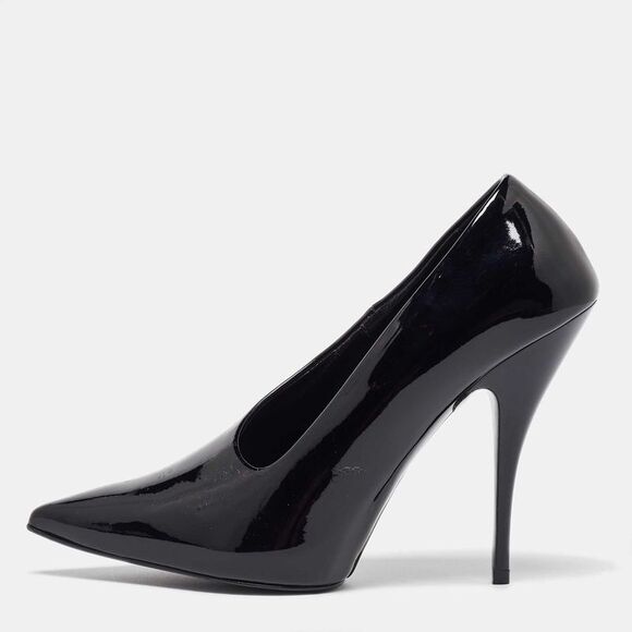 Stella Mccartney Black Faux Patent Leather V Neck Pointed Toe Pumps Size 35,New Products : American Fashion Style Bags On Sale
